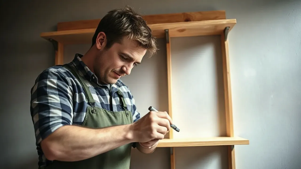 Two professionals working on wall fixings and shelving near Cheltenham